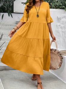 Pomona® | Kleid mit V-Ausschnitt in Übergröße – Gelb