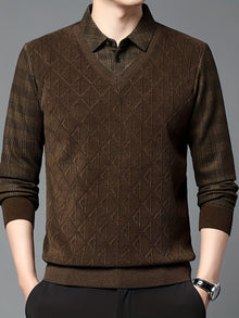 Alan – Langärmeliger Strickpullover – Kaffee