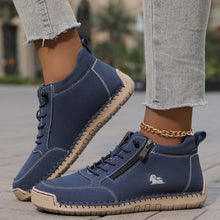 Bettina  | Damen Bequeme Schnürschuhe mit Reißverschluss – Marineblau
