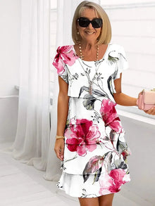 Phoebe - Bloom Ruffle Dress – Weiß (Fast ausverkauft)