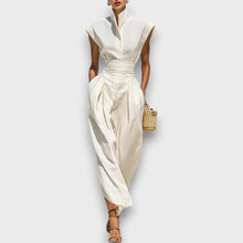 Liorna – Maxikleid aus reiner Baumwolle mit Kragen – Beige