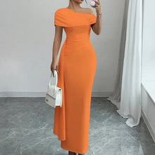 Lisete - Elegantes Ein-Schulter-Ausschnitt  Maxikleid – Orange