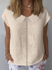 Avielle – Kurzarm-Top Mit Ausschnitt Vorne – Khaki
