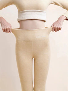 Evelyn's Fleece-gefütterte Schlankmachende Leggings – Beige