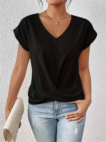 Leslie - Lässiges Kurzarm T-Shirt für Damen – Schwarz