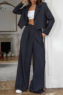 Feline | Moderner Blazer & Weite Hose für Stil. – Dunkelgrau