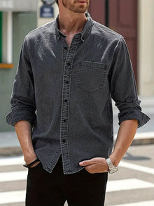 Daniel | Lässiges Langärmelig Denim-Hemd im klassischen Look – Grau