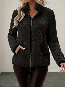 Galiena – Fuzzy-jacke MIT Langen Ärmeln Und Reißverschluss – Schwarz