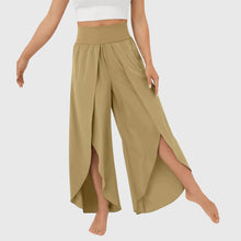 Magdalena | Damen Weit geschnittene Boho-Hose mit Schlitzdesign – Khaki