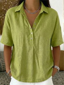 Pabasara - Bluse Mit Kragen Und Knopf – Grün