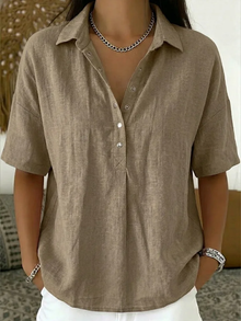 Pabasara - Bluse Mit Kragen Und Knopf – Khaki