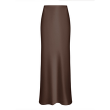 Andrina - Langer Rock aus Satin mit Fishtail-Schnitt – Braun