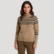 Britta | Damen Frühlingsgemusterter Rollkragen-Strickpullover – Braun