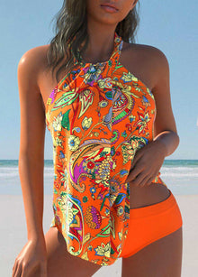 Elegante Tie-Dye Badedragt Mit Kreuzigen Trägern – Letzter Tag, 80% Rabatt – Orange