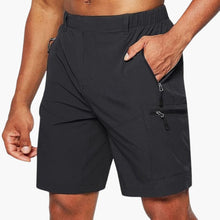 Herren Cargo Shorts mit Reißverschlusstaschen und Ripstop-Gewebe – Schwarz