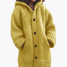 Langer Kapuzen Cardigan für Damen – Gelb