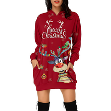 Georgia - Elegantes Weihnachtskapuzenkleid für Damen – Rot / Blau