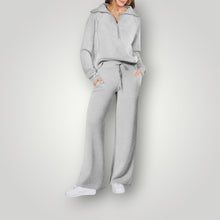 Amelia | Weites Bein Lounge Zweiteiliges Set – Hell Grau