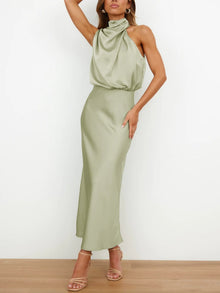 Jonvy - Fleck Seide Damen Kleid – Hellgrün