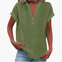 Damen Bluse mit V-Ausschnitt und kurzen Ärmeln – Grün 1