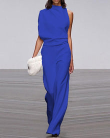 Isabel - Eleganter Jumpsuit mit Stehkragen – Blau