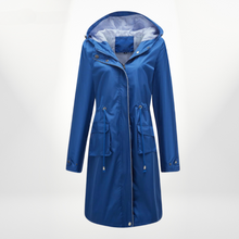 Wasserdichter Trenchcoat Damen Mit Kapuze | Lang Leicht – Blau