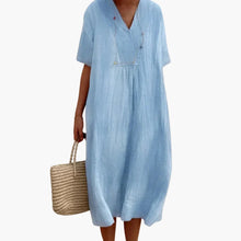 Boho Sommerkleid für Damen – Luftig, Locker & V-Ausschnitt – Blau