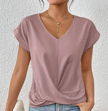 Lässiges V-Shirt | Femininer Schnitt & fließender Stoff | Eleganter Casual-Look – Rosa