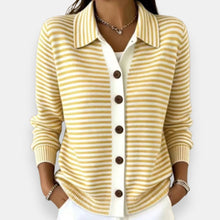 Kerana - Gestreifter Strickcardigan Mit Knöpfen – Gelb