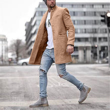 Patric - Klassischer langer Wollmantel – Khaki