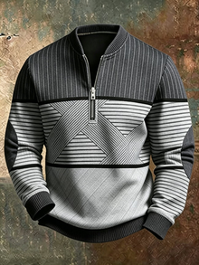 Erkebulan - Langarm Pullover Mit Halbem Reißverschluss – Grau
