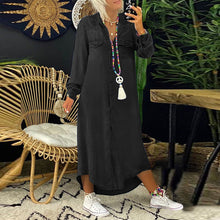 Yara | Langärmliges Maxikleid aus Jeans – Schwarz