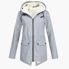 Wasserabweisender Trenchcoat mit Kapuze für Damen – Grau