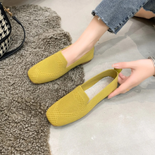 Eulla – gestrickte Ballerinas im Ballett-Stil mit flacher Sohle – Gelb