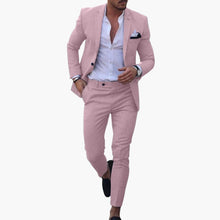 Herren Anzug Zweiteiler aus Wollmischung mit Slim Fit Schnitt – Hellrosa