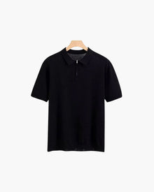 Brooks | kurze Ärmel Männer halb Reißverschluss stricken Poloshirt – Schwarz
