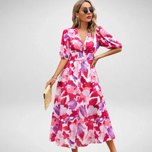 Elegantes Maxikleid | Grafischer Print & Taillierter Schnitt | Luftig & Modern – Rot