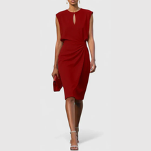 Karla | Damen Ärmellos Gerafftes Midi Kleid – Rot