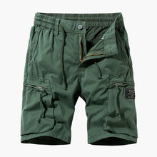 Herren Sommer Cargoshorts mit Reißverschlusstaschen und Kordelzug – Armeegrün