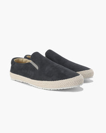 Jacob | Stylischer Espadrille Herren-Slip-On aus Wildleder mit Bastsohle – Dunkel Grau