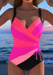 Éloria | Eleganter Badeanzug mit buntem Druck – Rosa