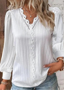 Louise® | Elegante Bluse mit Hohlfalten – Weiß