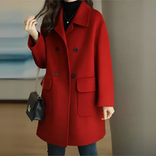 Liriane | Eleganter Wintermantel mit praktischen Taschen – Rot
