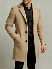 Hollander – Langärmeliger Mantel mit Revers Und Knopfleiste – Beige