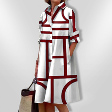 Helena | Midikleid mit geometrischem Muster – Rot