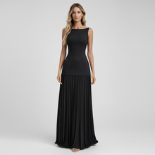Elina | Damen Elegantes Plissee Maxi Kleid Formell – Plissee Maxi Elegant 2026 – Schwarz