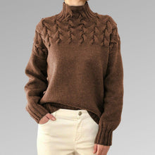 Strickpullover mit Zopfmuster | Hoher Kragen | Kuscheliger Komfort – Braun