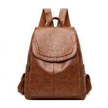 Diebstahlsicherer Lederrucksack – Gelb-braun