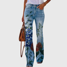 Nicole | Damen Blumen Bedruckte Enge Jeans – Rote Blume 2
