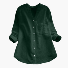 Lockere Hemdbluse für Damen - Langarm, Stehkragen & Casual – Grün